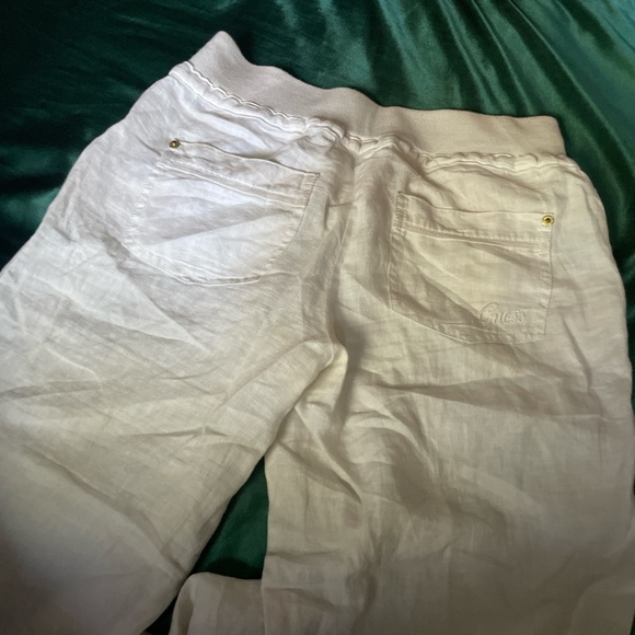 Light beige linen pants with a drawstring waist #linenpants vintage - Picture 4 of 4